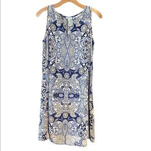 Susina Sz S Blue Paisley Sleeveless Casual Tank Summer Flowy Relaxed Dress